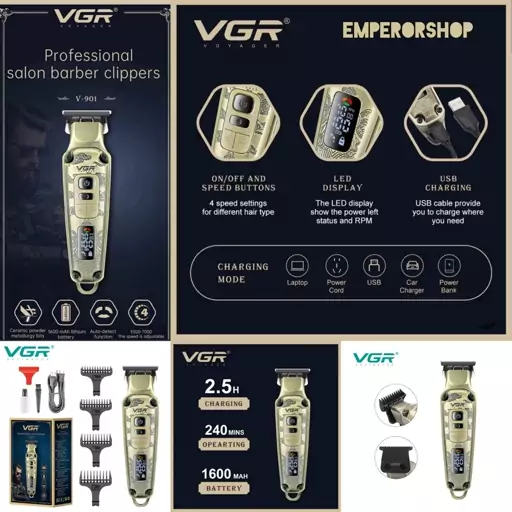 ماشین اصلاح سر و صورت VGR مدل v-901 اصلی ریشراش و خط زن وی جی آر موزن موزر برند vgr صفرزن حجم زن با کیفیت عالی