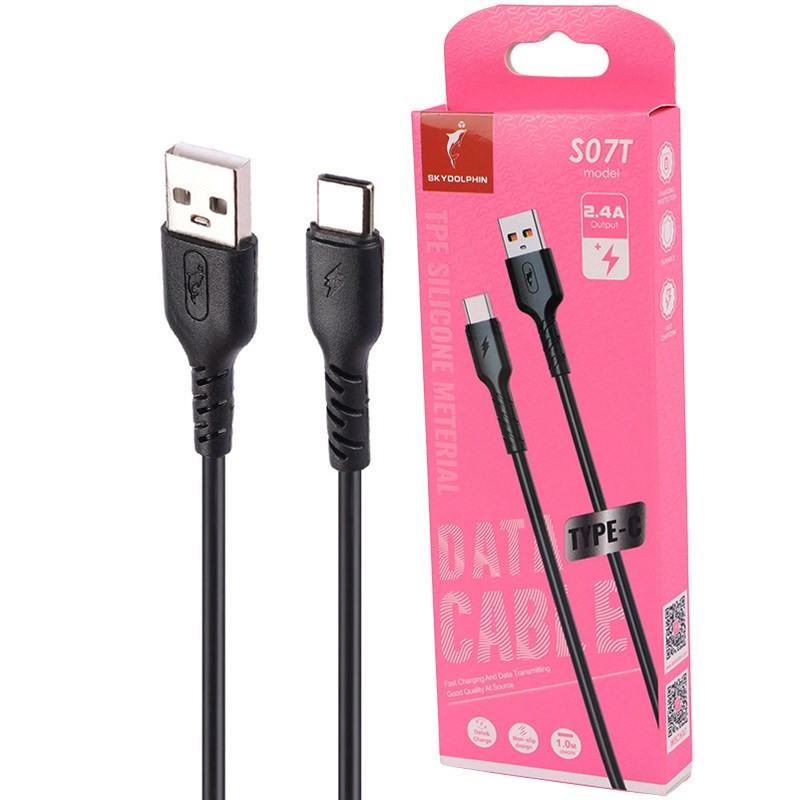 کابل شارژ تایپ سی فست شارژ اسکای دلفین مدل Sky Dolphin S07T 2.4A یک متری