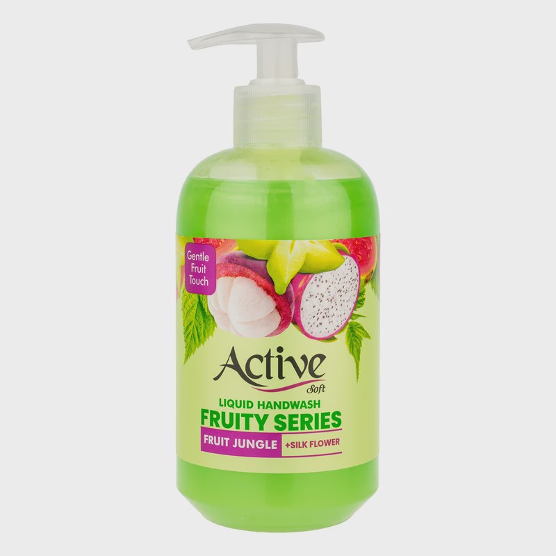 مایع دستشویی صدفی سبز اکتیو مدل Fruity series با رایحه میوه های جنگلی حجم 450 میلی لیتر