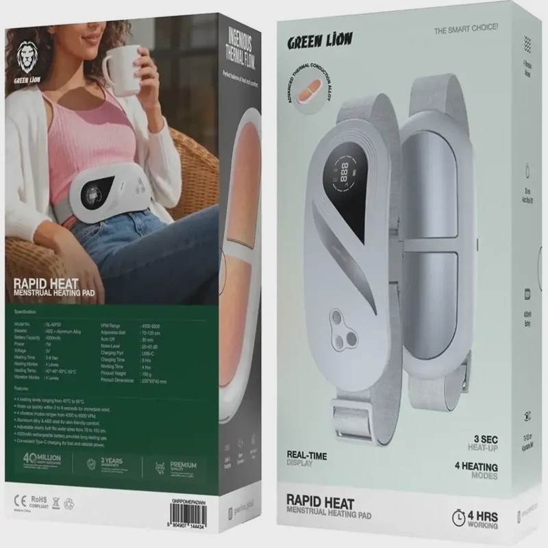 ماساژور گرمایی قاعدگی گرین لاین GREEN LION RAPID HEAT MENSTRUALHEATING PAD مدل GL-MP30