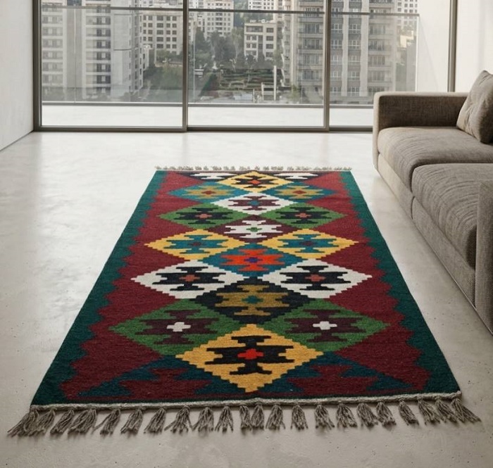 گلیم دستبافت پشمی ریز1 مدل نگار کدA3321
