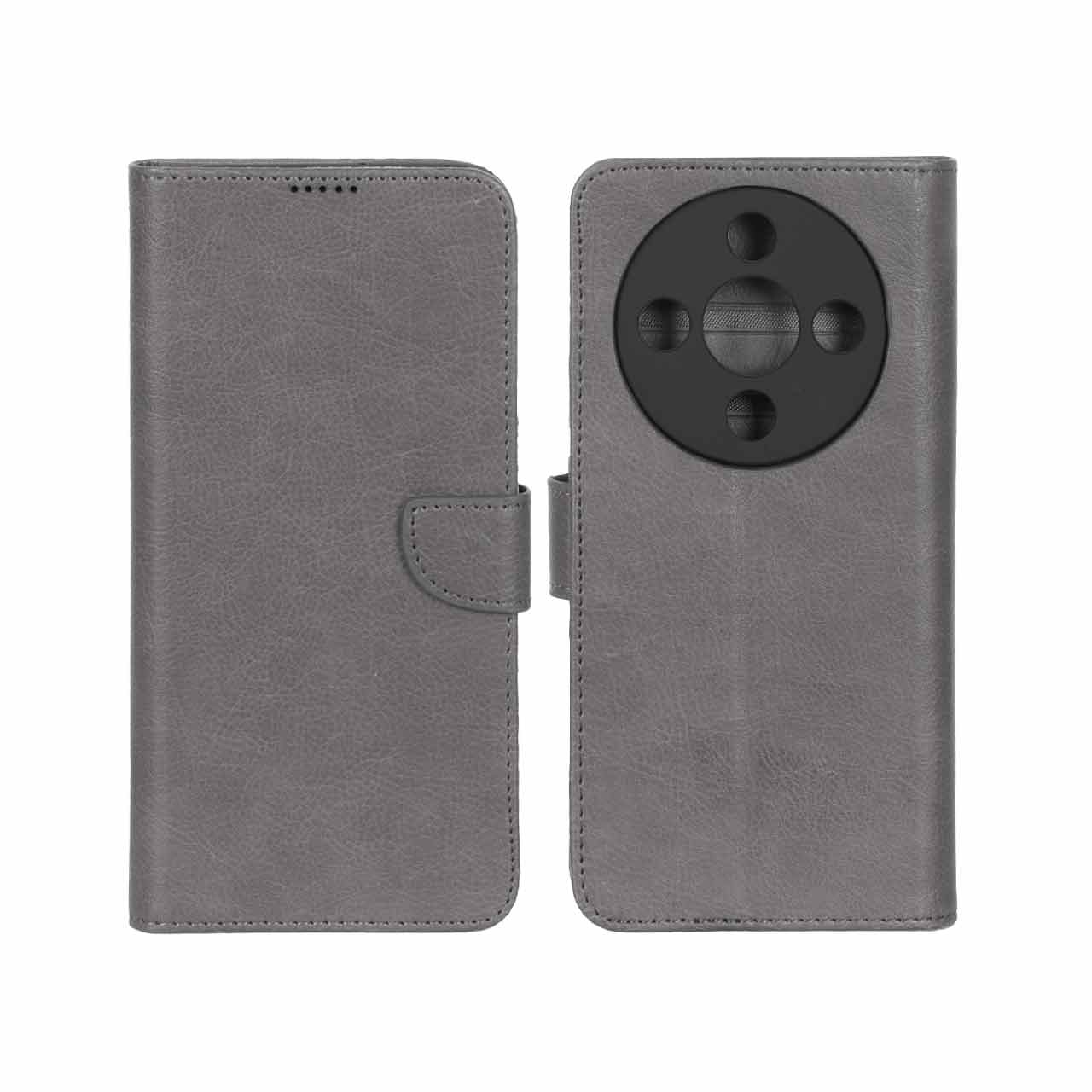 کیف چرمی موبایل مگنتی محافظ لنزدار KRF مدل Honor X9d - طوسی