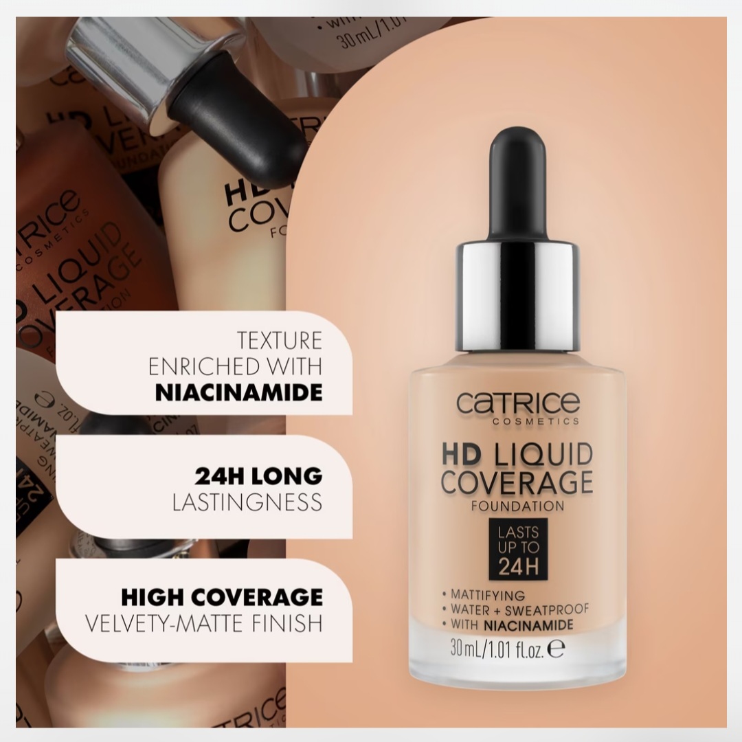کرم پودر کاتریس Sand Beige سری HD مدل Liquid Coverage شماره 30 حجم 30ml