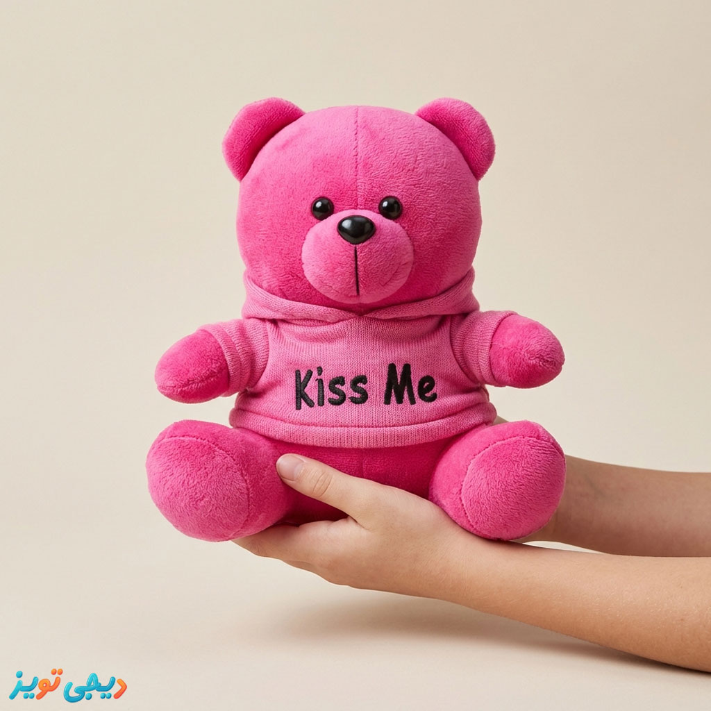 عروسک خرس kiss me سرخابی