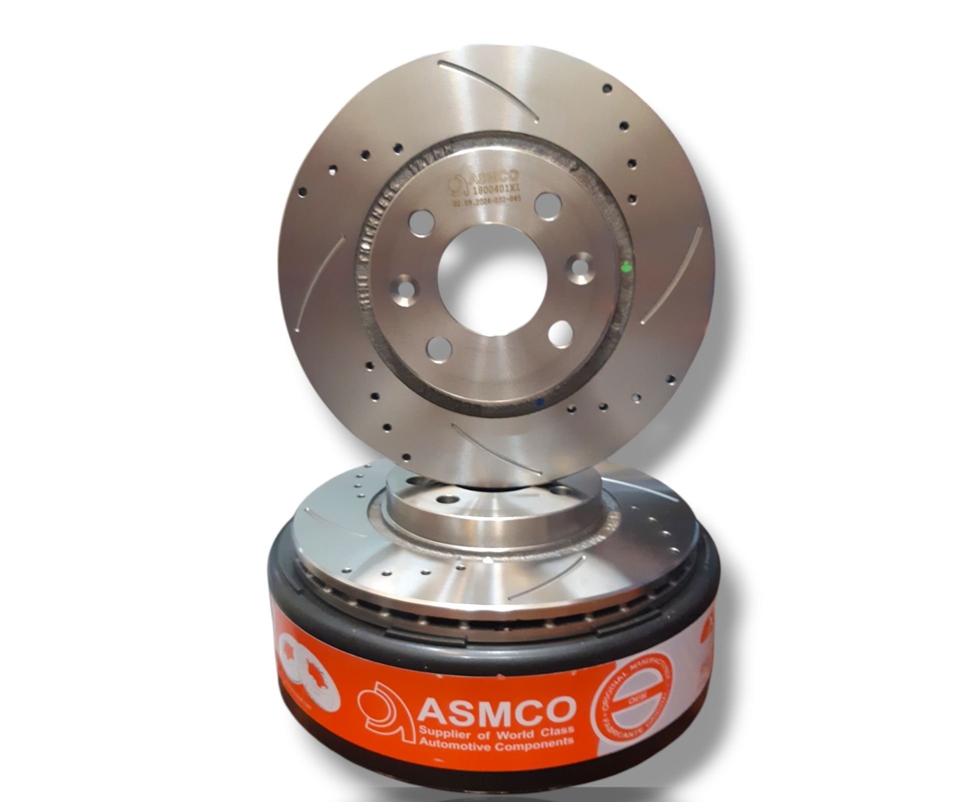 دیسک ترمز جلو پژو پارس سوراخ دار شیاردار برند آسمکو ASMCO (پس کرایه)