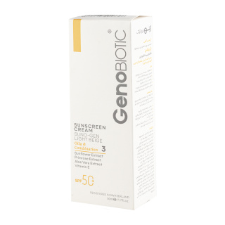 کرم ضد آفتاب رنگی ژنو بایوتیک با SPF50 مناسب پوست چرب و مختلط حجم 50 میلی لیتر