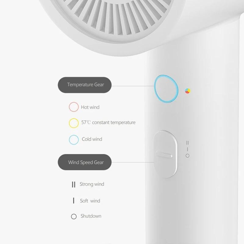 سشوار خانگی 1600 وات میجیا مدل Ionic Hair Dryer H300، موتور AC، وزن 350 گرم، دارای سری متمرکزکننده باریک با ویژگی صافک