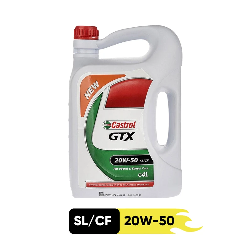 روغن موتور خودرو کاسترول مدل GTX 20W50 SL حجم 4 لیتر