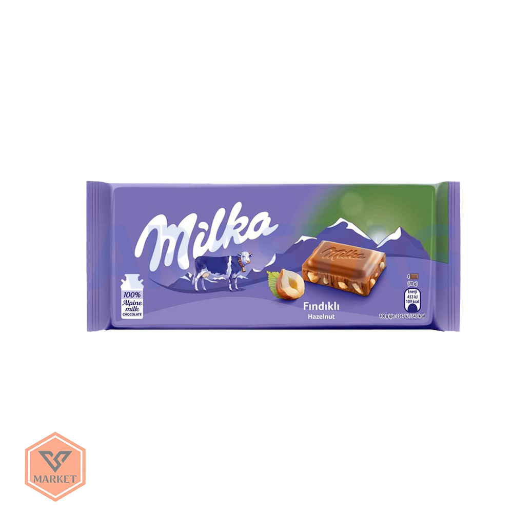 شکلات شیری میلکا با فندق کامل (Milka Hazelnut) – 100 گرمی