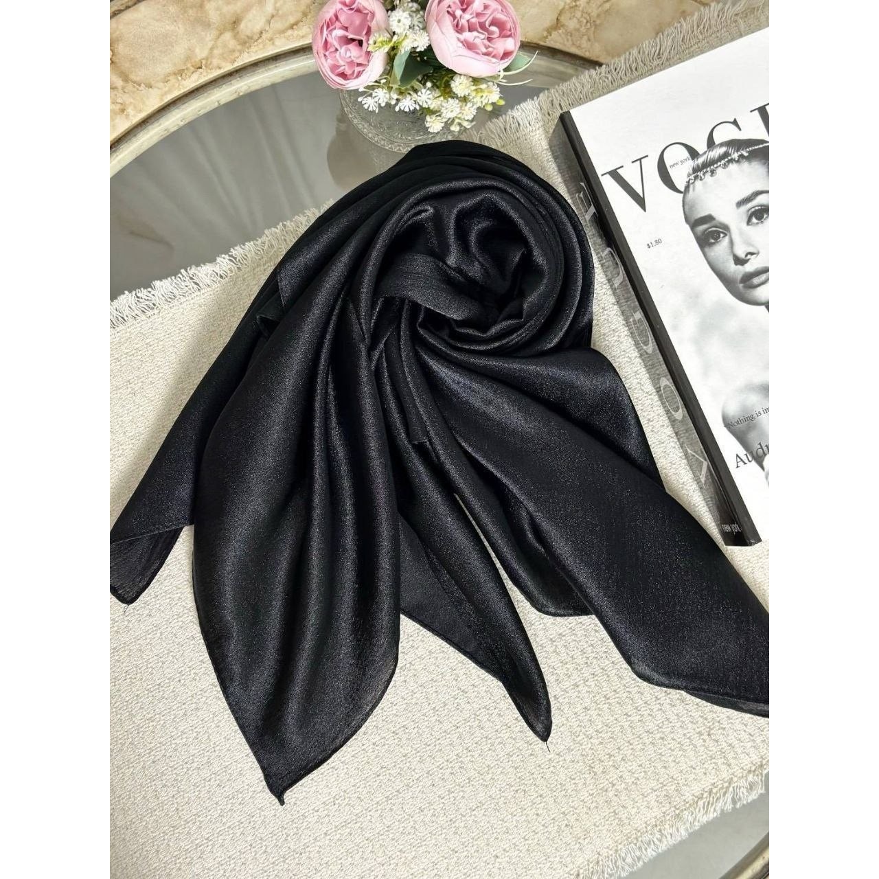 روسری مشکی ژان ژان ترک قواره 130 مدل 1 مدل 1