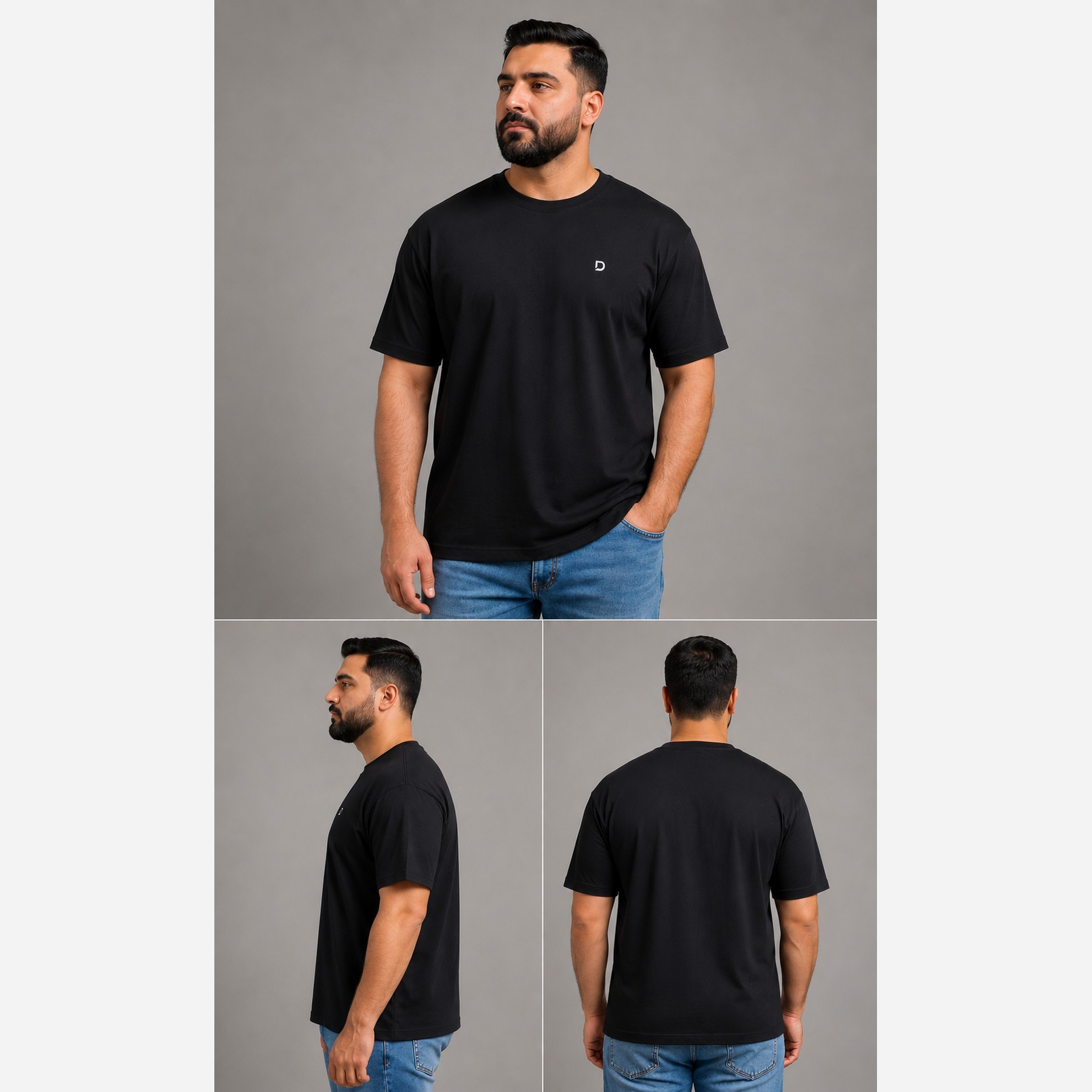 تیشرت مشکی ساده مردانه 