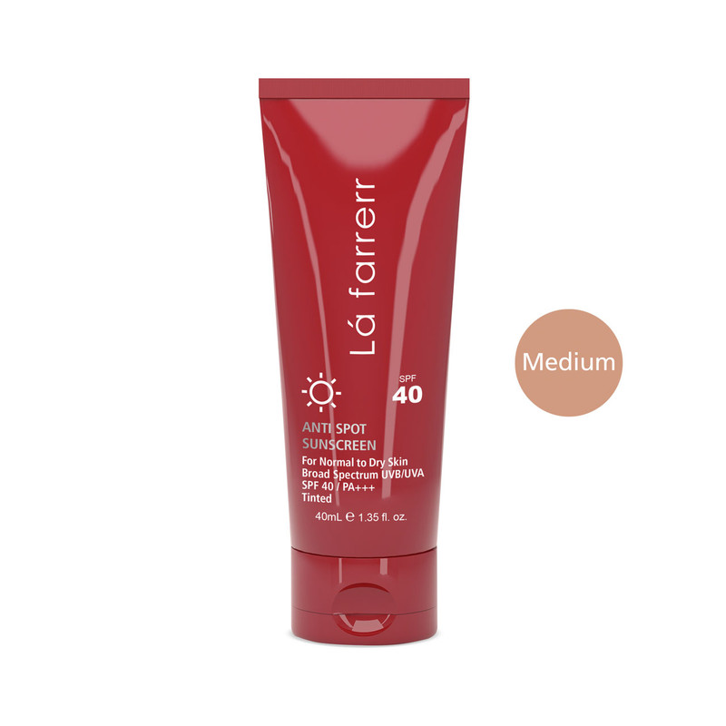 کرم ضدآفتاب و ضدلک رنگی لافارر مدل SPF40-Medium، مناسب پوستهای خشک و معمولی، حجم 40 میلیلیتر