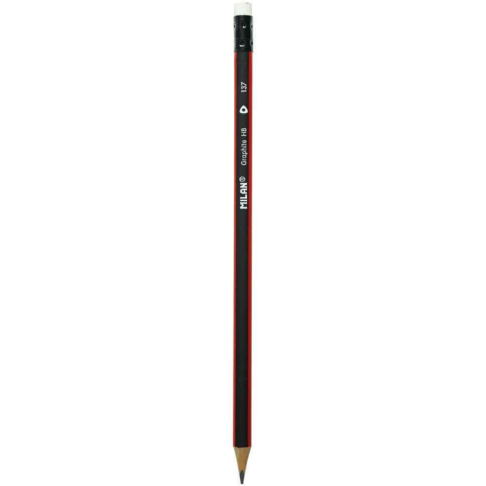 مداد مشکی سه گوش پاکن دار میلان کد712370312 (12 تایی)