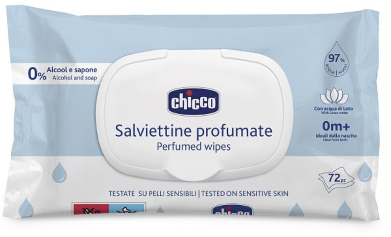 دستمال مرطوب 98% آب همراه با رایحه 72 عددی چیکو chicco