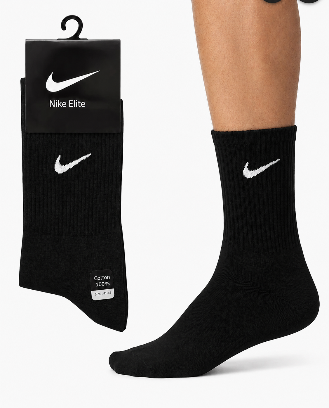 جوراب ساق بلند مردانه نایک nike گلدوزی شده مشکی