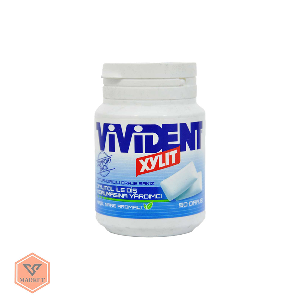 آدامس بدون قند ویویدنت زایلیت با طعم نعناع سبز (Vivident Xylit) – قوطی 50 عددی
