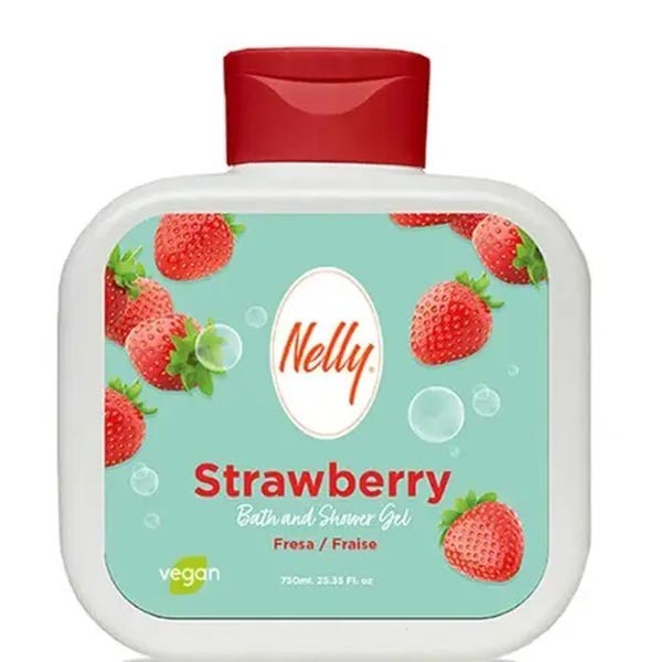 شامپو بدن و شاور ژل نلی Nelly رایحه توت فرنگی STRAWBERRY حجم 750 میل
