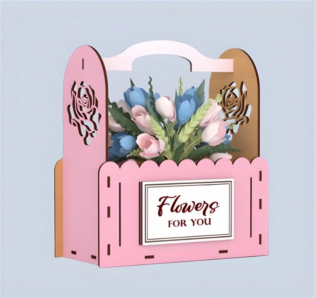 استند گل چوبی طرح FL-002