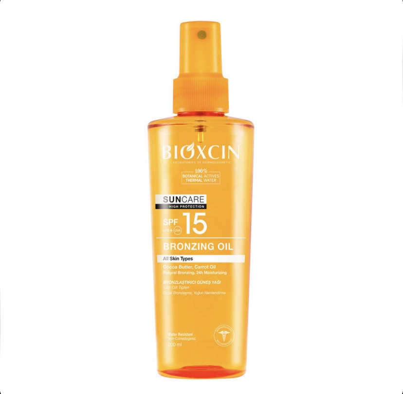 روغن آفتاب برنز کننده کاکائو و هویج بیوکسین Bioxcin spf15 حجم 200 میل