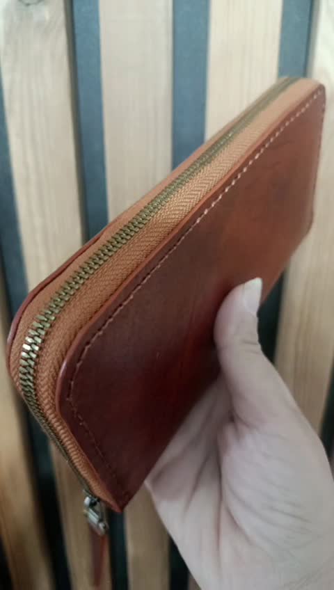 کیف پول کتی چرم طبیعی دست دوز بهار