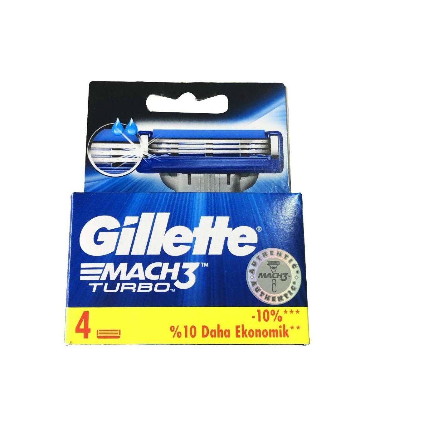 تیغ یدک مچ تری توربو ژیلت بسته 4 عددی 3لبه MACH3 TURBO
