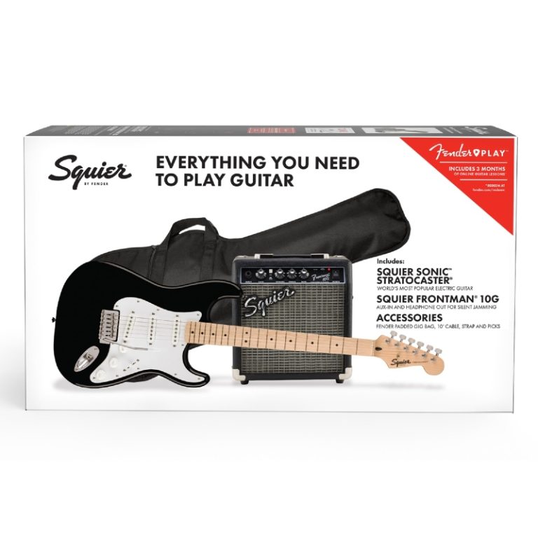 پکیج گیتار لکتریک اسکوایر مدل Sonic Stratocaster Pack Black
