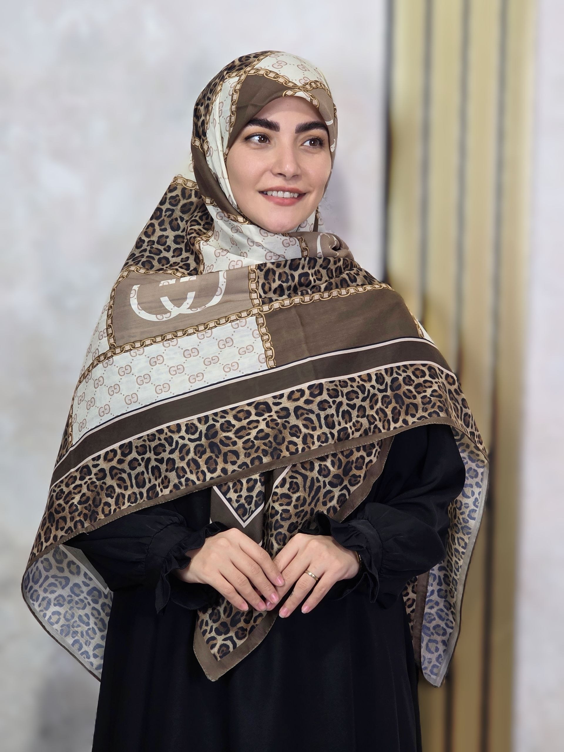 روسری سوپر نخ 140 گوچی پلنگی