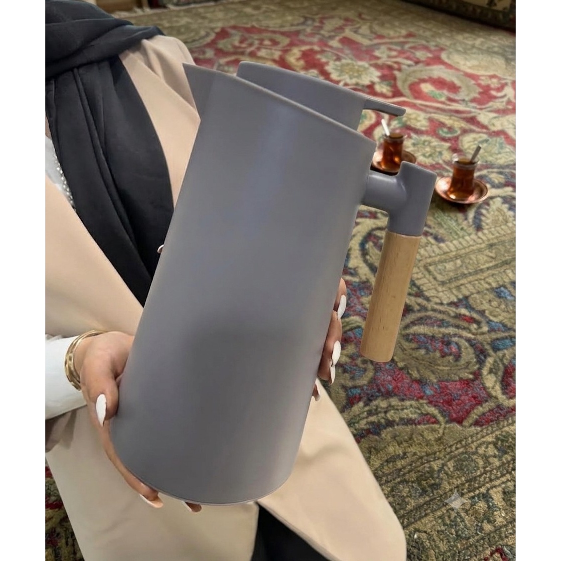 فلاسک دسته چوبی رنگی
