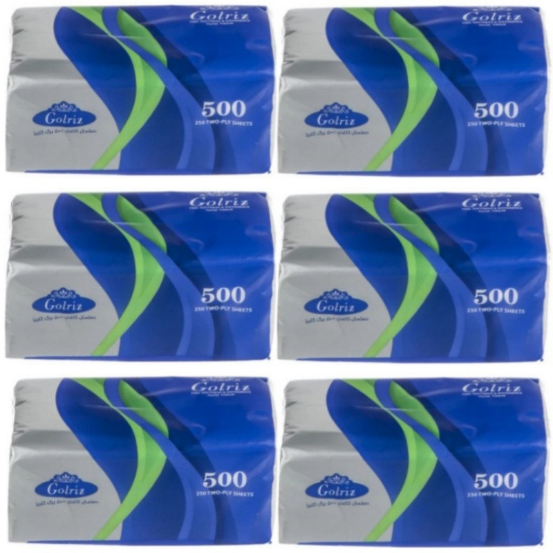 دستمال کاغذی 500 برگ گلریز کد 01 مجوعه 6 عددی