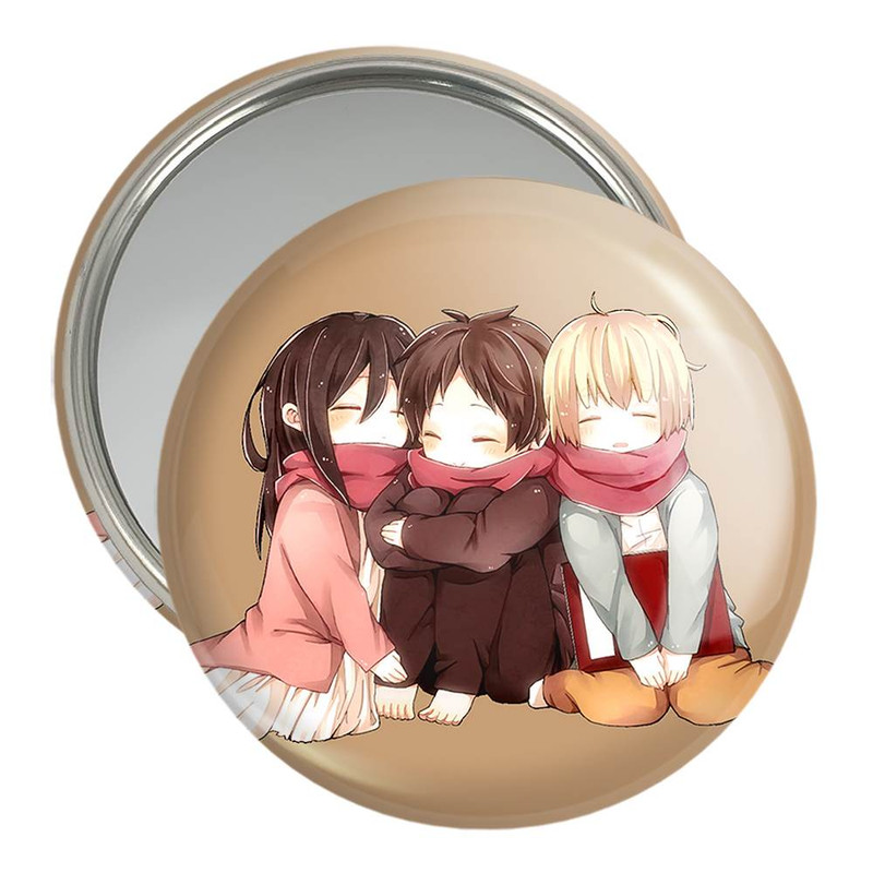 آینه جیبی خندالو مدل ارن و میکاسا و آرمین انیمه اتک آن تایتان Attack on Titan کد 10976 ارسال فوری