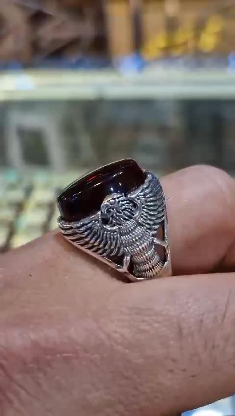 عقیق اصل جیگری خراسانی رکاب نقره 925