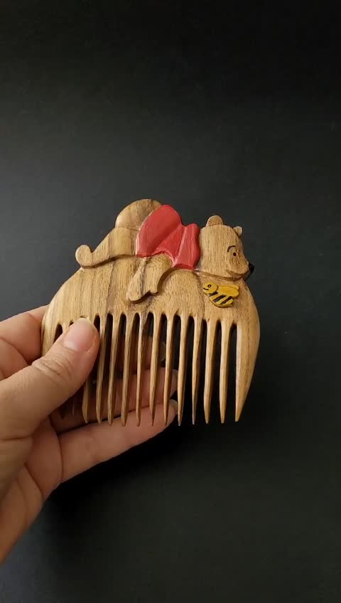 شانه طرح خرس پو چوبی دستساز چوبی گالری 