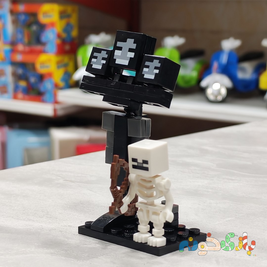 ست مینی فیگور ماینکرفت Minecraft مدل ویدر Wither و اسکلتون کماندار به همراه اکسسوری و استند