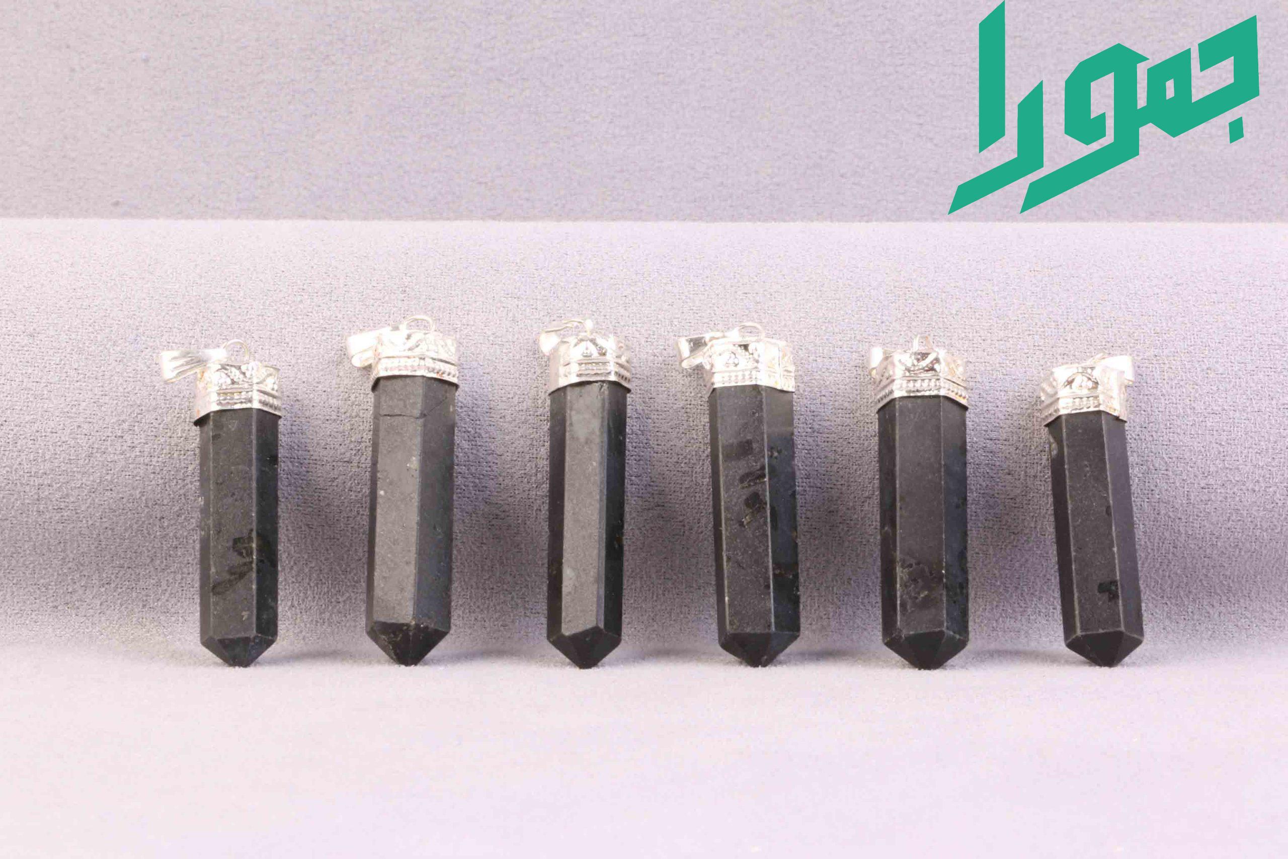 مدال تورمالین سیاه منشوری تراش دست