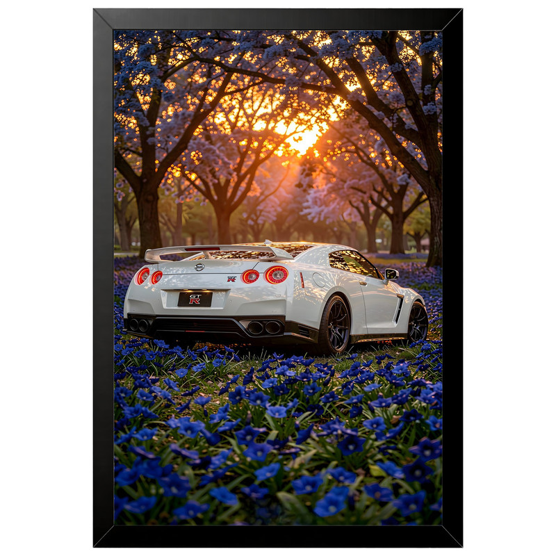 تابلو بکلیت طرح ماشین و خودرو نیسان NISSAN GT-R R35 مدل B-pe130184 فریم مشکی ارسال فوری مدل 1