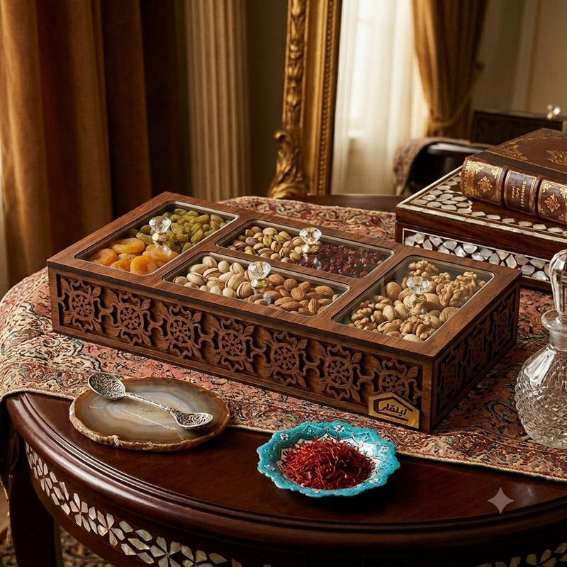 جعبه پذیرایی ایلقار مدل 4 خانه ترنج