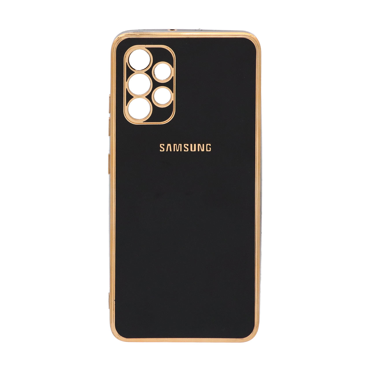 قاب گوشی Galaxy A32 4G سامسونگ طرح ژله ای مای کیس گلد لاین دور طلایی محافظ لنز دار مشکی کد 99818