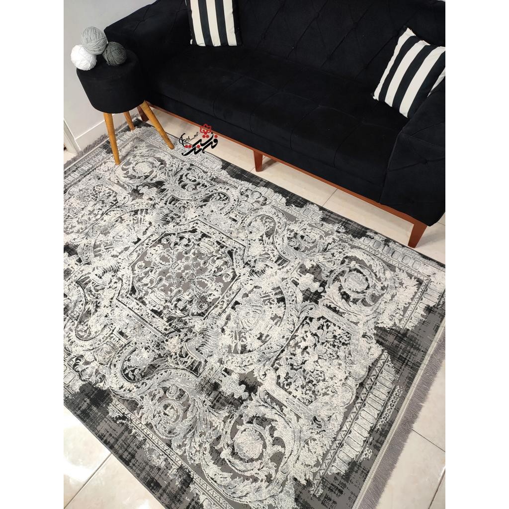 فرش ماشینی لوتوس طرح فرانسوی 9124 نقره ای