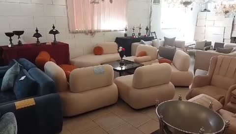 مبلمان پازلی موجی،مبل پازلی کرم نارنجی