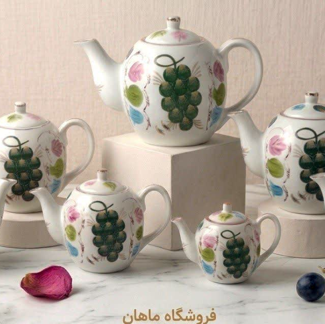 -قوری چینی 6 سایز طرح انگور 