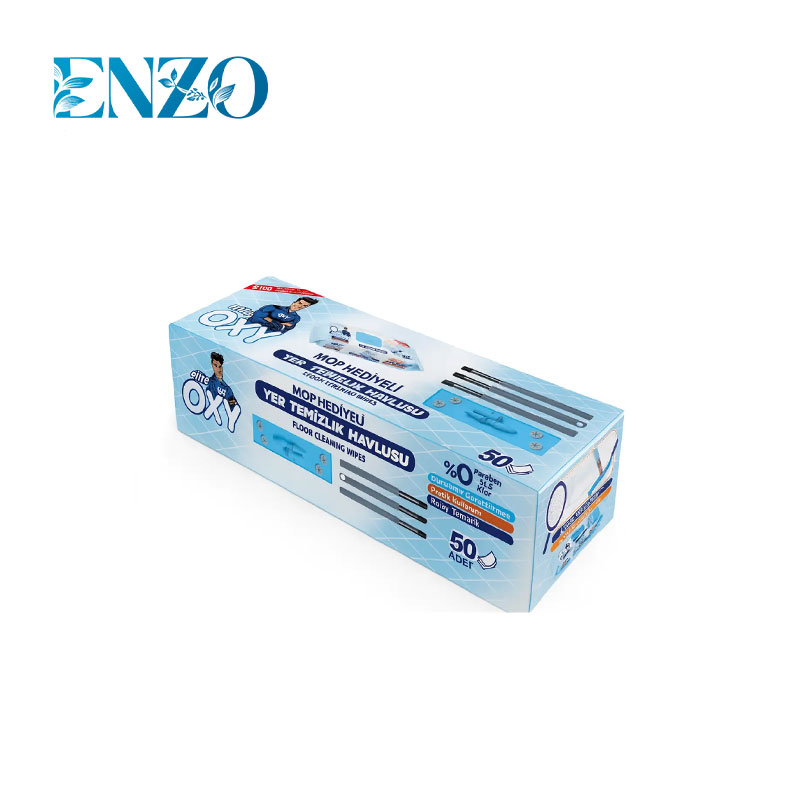 ست تی دسته دار و دستمال مرطوب مخصوص تی مستر اوکسی Mr. Oxy قابل شستشو بسته 50 عددی