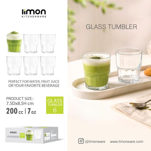 لیوان شیشه ای دسته دار 200 سی سی کد 2483 لیمون