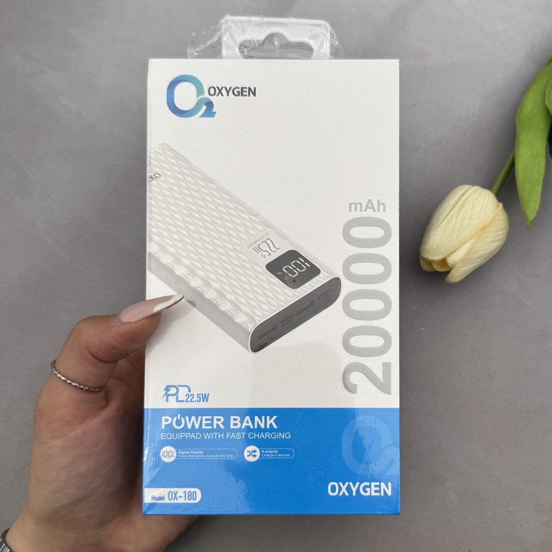 پاور بانک 22.5 وات اکسیژن مدل OX-180 PD ظرفیت 20000 میلی آمپر ساعت کد 140141
