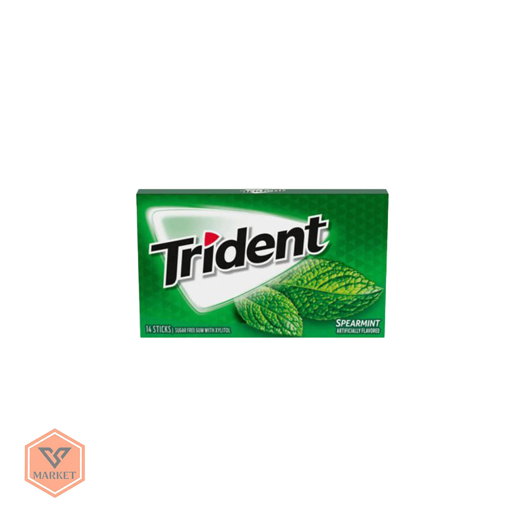 آدامس تریدنت (Trident) با طعم نعنای ملایم (Spearmint) – بدون شکر (14 عددی)