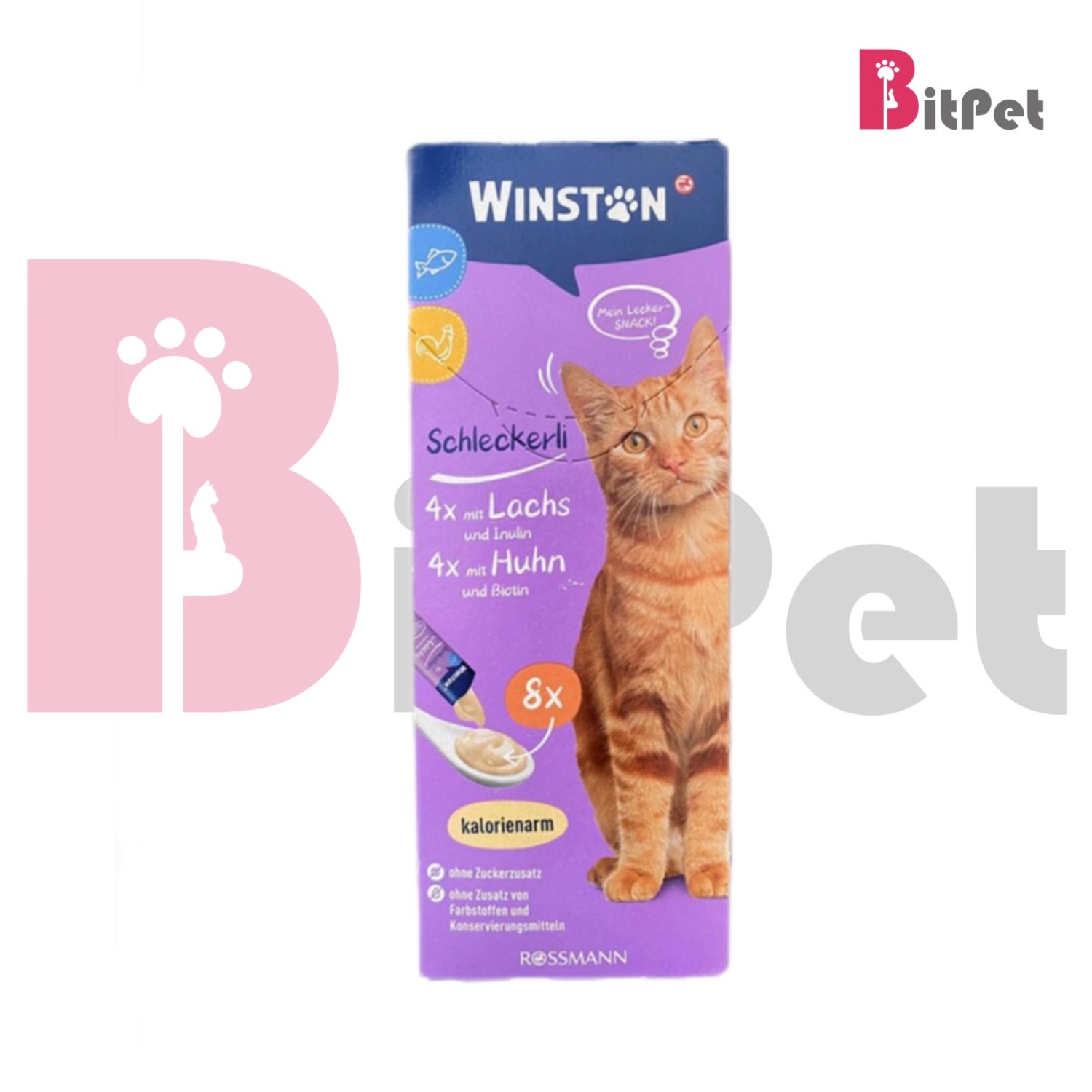 بستنی گربه وینستون Winston Cat Ice Cream طعم مرغ و ماهی بسته 8 عددی
