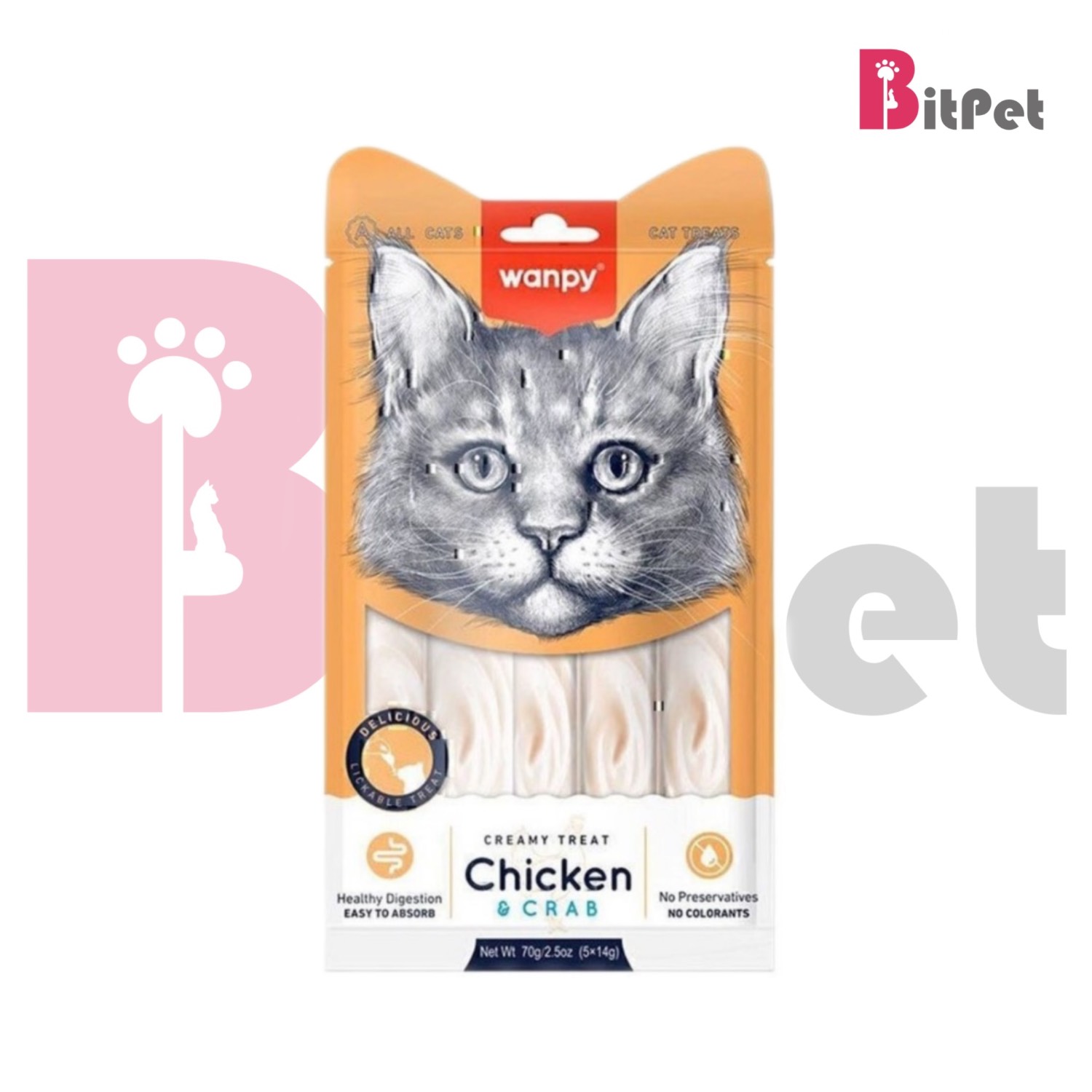 بستنی گربه ونپی طعم مرغ و خرچنگ بسته 5 عددی