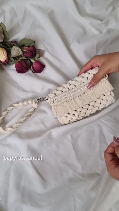کیف دستی مکرومه مرواریدی پاپیروس