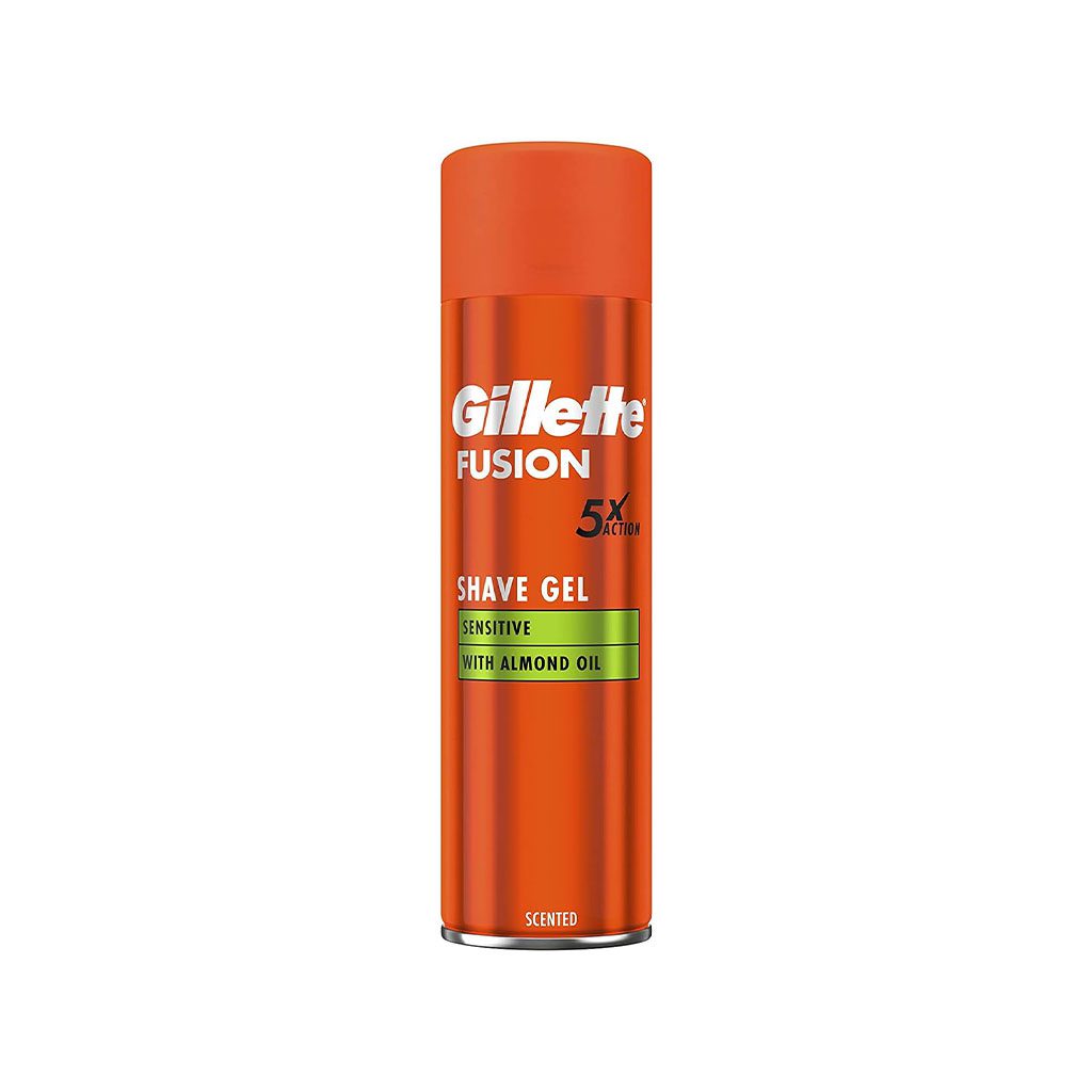 ژل اصلاح مردانه فیوژن Gillette مرطوب کننده حاوی روغن بادام ژیلت 200 میل اورجینال