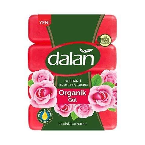 صابون دالان حاوی گلیسیرین با رایحه گل رز ارگانیک بسته 4 عددی 600 گرم
