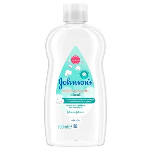 روغن بدن کودک جانسون مدل Johnson's CottonTouch Oil حاوی روغن پنبه و ویتامین E حجم 300 میل اروپایی